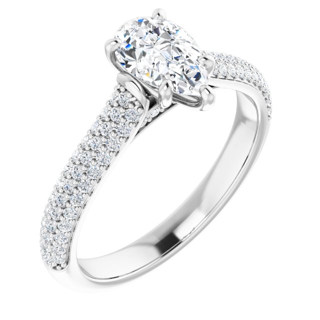 1.34 Tcw Pear Diamond EF/VS1+ Classic Sidestone Engagement Ring