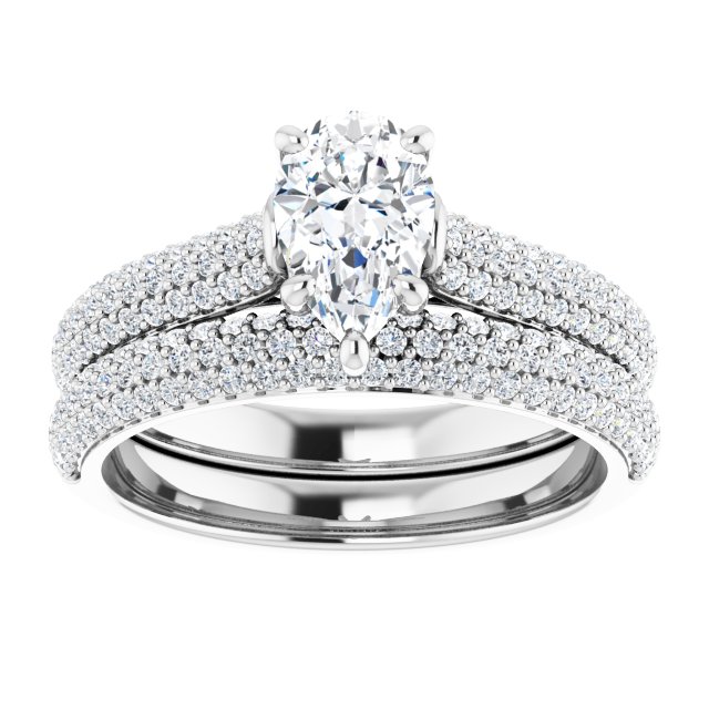 1.34 Pear Diamond D/VVS2+ Classic Sidestone Engagement Ring in 14KW | AllComponents_ViewS
