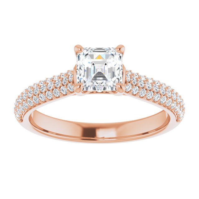 1.00 Asscher Diamond GH/VS2+ Classic Sidestone Engagement Ring in 14KR | ViewS 1.00 Asscher Diamond GH/VS2+ Classic Sidestone Engagement Ring in 14KR | ViewS