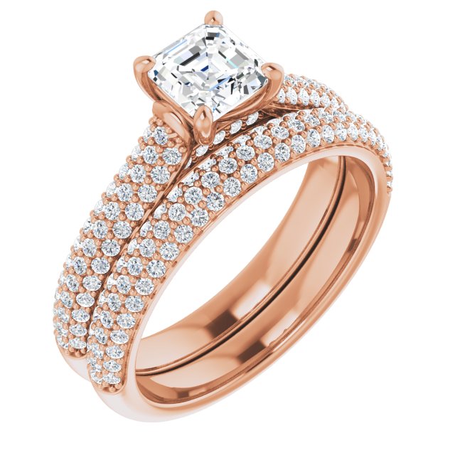 1.00 Asscher Diamond GH/VS2+ Classic Sidestone Engagement Ring in 14KR | AllComponents_ViewA 1.00 Asscher Diamond GH/VS2+ Classic Sidestone Engagement Ring in 14KR | AllComponents_ViewA