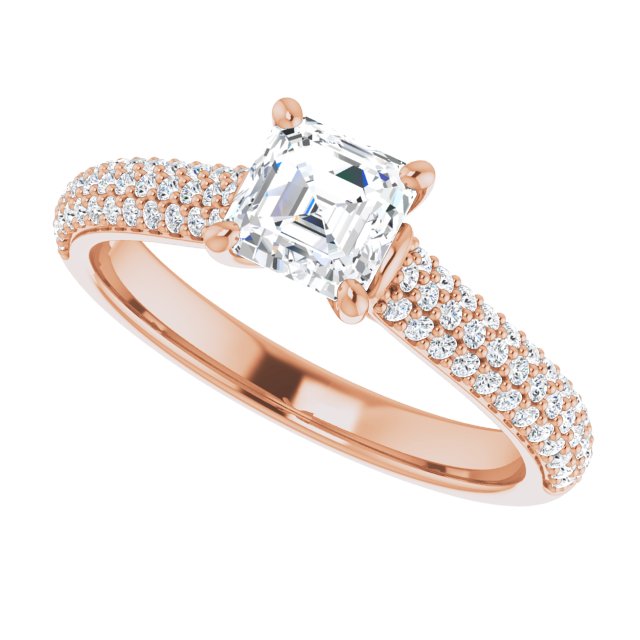 1.00 Asscher Diamond GH/VS2+ Classic Sidestone Engagement Ring in 14KR | View5 1.00 Asscher Diamond GH/VS2+ Classic Sidestone Engagement Ring in 14KR | View5