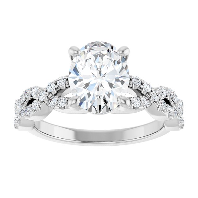 2.55 Oval Lab-Grown D/VVS2+ Twisted Sidestone Engagement Ring in 14KW | ViewS 2.55 Oval Lab-Grown D/VVS2+ Twisted Sidestone Engagement Ring in 14KW | ViewS