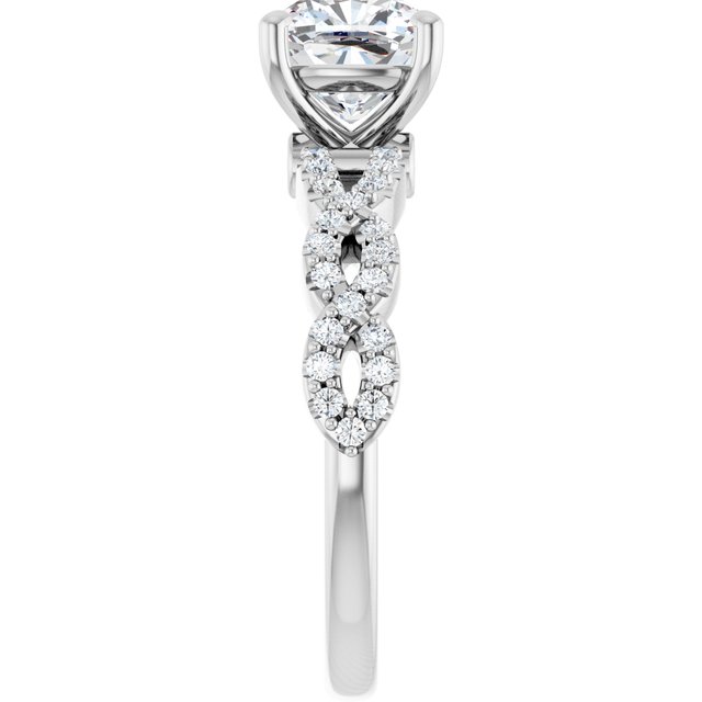 2.07 Cushion Diamond D/VVS2+ Twisted Sidestone Engagement Ring in 18KW | ViewE 2.07 Cushion Diamond D/VVS2+ Twisted Sidestone Engagement Ring in 18KW | ViewE