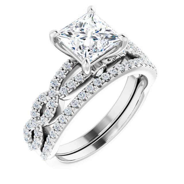 2.07 Square Diamond GH/VS2+ Twisted Sidestone Engagement Ring in 14KW | AllComponents_ViewA 2.07 Square Diamond GH/VS2+ Twisted Sidestone Engagement Ring in 14KW | AllComponents_ViewA