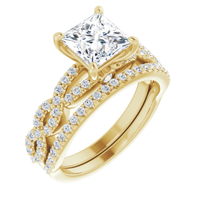 2.07 Square Lab-Grown D/VVS2+ Twisted Sidestone Engagement Ring in 14KY | AllComponents_ViewA