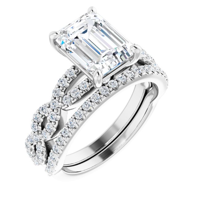 2.97 Emerald Diamond D/VVS2+ Twisted Sidestone Engagement Ring in 18KW | AllComponents_ViewA 2.97 Emerald Diamond D/VVS2+ Twisted Sidestone Engagement Ring in 18KW | AllComponents_ViewA