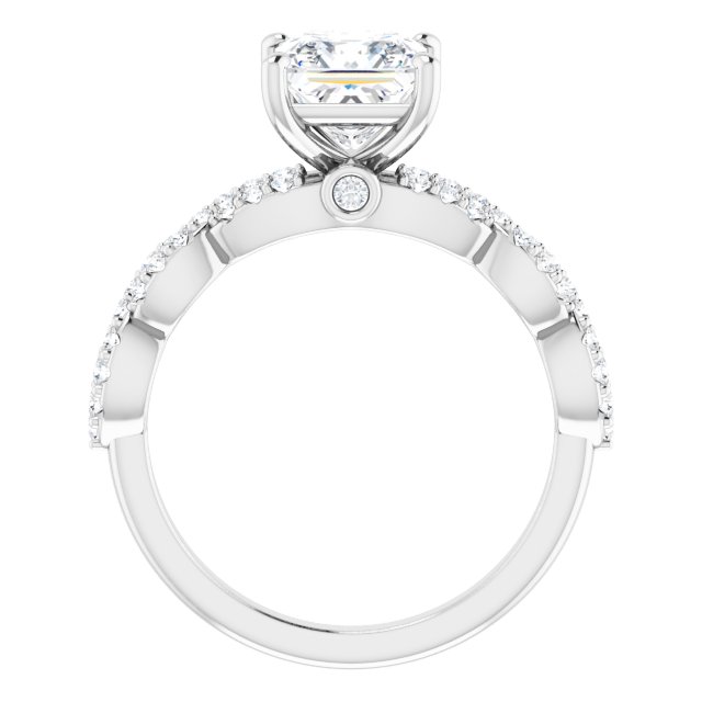 2.07 Square Diamond GH/VS2+ Twisted Sidestone Engagement Ring in 14KW | ViewB_4 2.07 Square Diamond GH/VS2+ Twisted Sidestone Engagement Ring in 14KW | ViewB_4