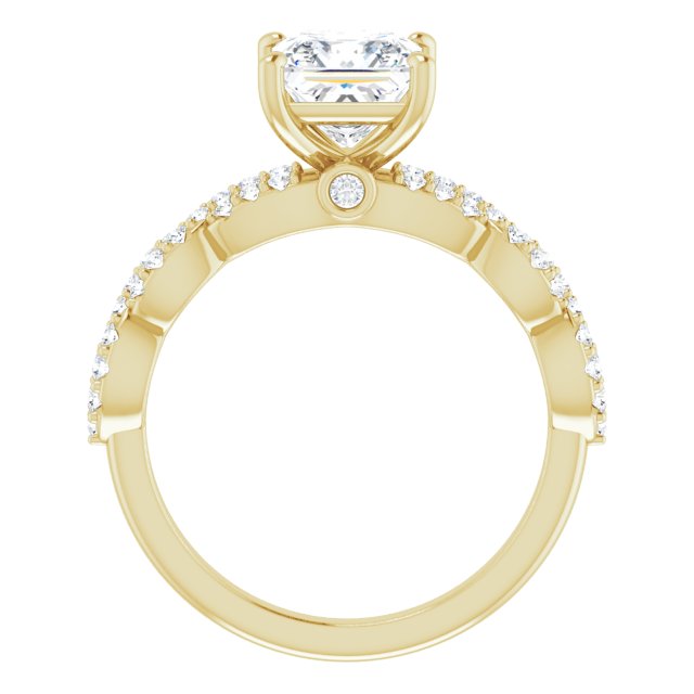 2.07 Square Lab-Grown D/VVS2+ Twisted Sidestone Engagement Ring in 14KY | ViewB_4