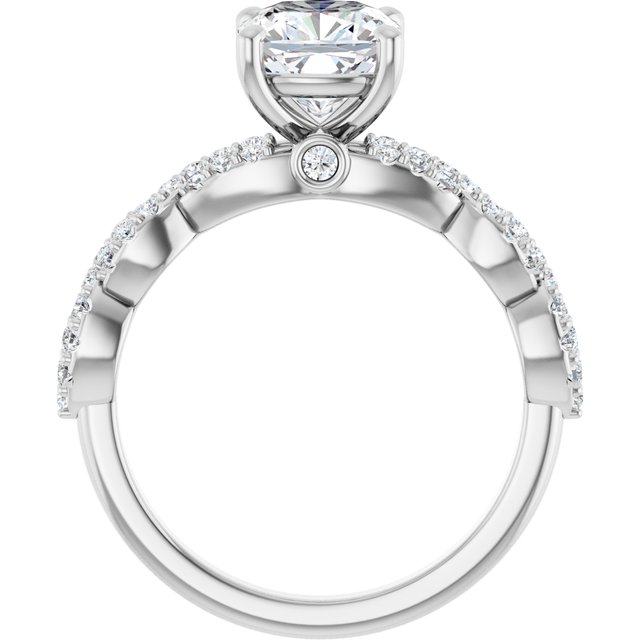 2.07 Cushion Diamond D/VVS2+ Twisted Sidestone Engagement Ring in 18KW | ViewB_4 2.07 Cushion Diamond D/VVS2+ Twisted Sidestone Engagement Ring in 18KW | ViewB_4
