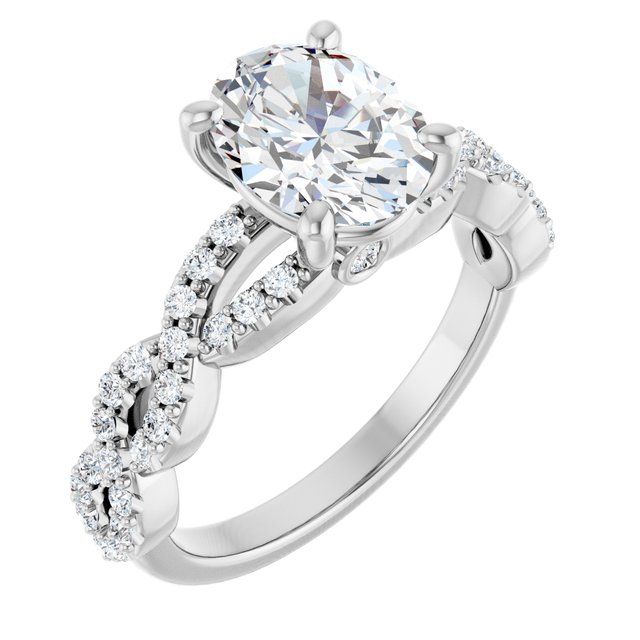 2.55 Oval Lab-Grown D/VVS2+ Twisted Sidestone Engagement Ring in 14KW | ViewA 2.55 Oval Lab-Grown D/VVS2+ Twisted Sidestone Engagement Ring in 14KW | ViewA