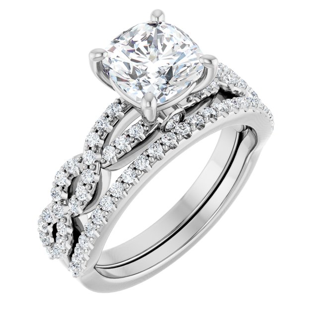 2.07 Cushion Diamond D/VVS2+ Twisted Sidestone Engagement Ring in 18KW | AllComponents_ViewA 2.07 Cushion Diamond D/VVS2+ Twisted Sidestone Engagement Ring in 18KW | AllComponents_ViewA