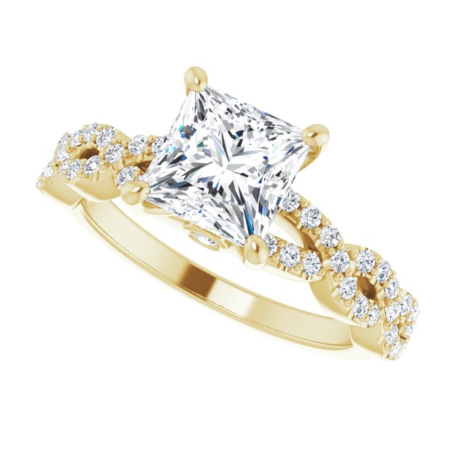 2.07 Square Lab-Grown D/VVS2+ Twisted Sidestone Engagement Ring in 14KY | View5