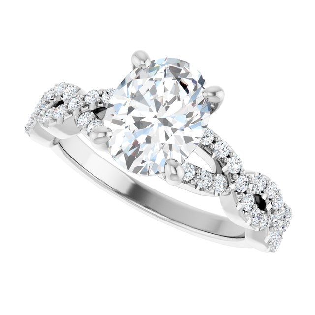 2.55 Oval Lab-Grown D/VVS2+ Twisted Sidestone Engagement Ring in 14KW | View5 2.55 Oval Lab-Grown D/VVS2+ Twisted Sidestone Engagement Ring in 14KW | View5