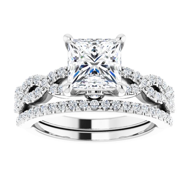 2.07 Square Diamond GH/VS2+ Twisted Sidestone Engagement Ring in 14KW | AllComponents_ViewS 2.07 Square Diamond GH/VS2+ Twisted Sidestone Engagement Ring in 14KW | AllComponents_ViewS