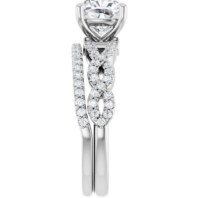 2.07 Cushion Diamond D/VVS2+ Twisted Sidestone Engagement Ring in 18KW | AllComponents_ViewE 2.07 Cushion Diamond D/VVS2+ Twisted Sidestone Engagement Ring in 18KW | AllComponents_ViewE