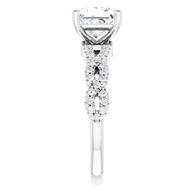 2.07 Square Diamond GH/VS2+ Twisted Sidestone Engagement Ring in 14KW | ViewE 2.07 Square Diamond GH/VS2+ Twisted Sidestone Engagement Ring in 14KW | ViewE