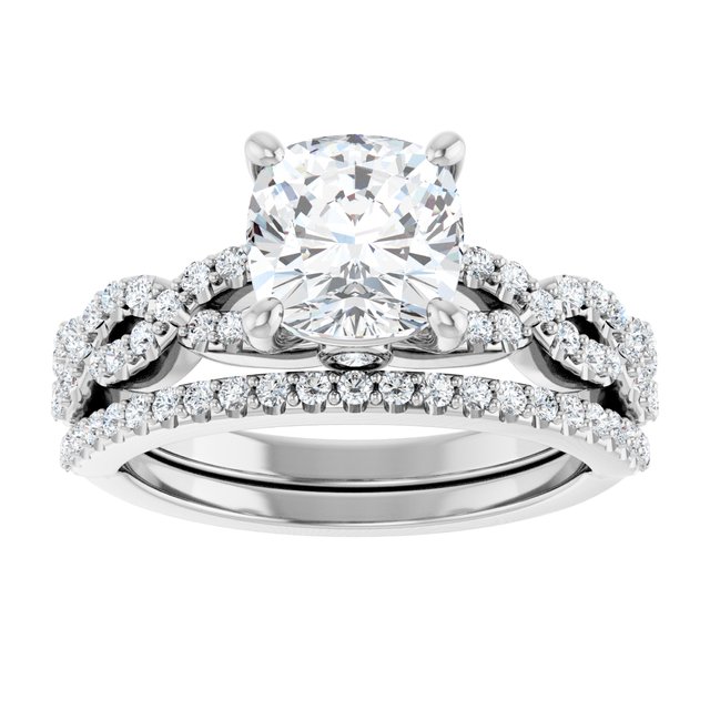 2.07 Cushion Diamond D/VVS2+ Twisted Sidestone Engagement Ring in 18KW | AllComponents_ViewS 2.07 Cushion Diamond D/VVS2+ Twisted Sidestone Engagement Ring in 18KW | AllComponents_ViewS