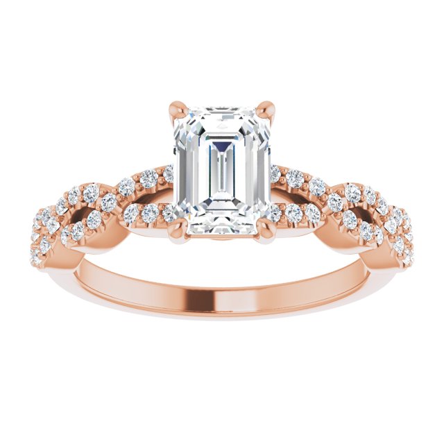 1.32 Emerald Diamond GH/VS2+ Twisted Sidestone Engagement Ring in 14KR | ViewS 1.32 Emerald Diamond GH/VS2+ Twisted Sidestone Engagement Ring in 14KR | ViewS