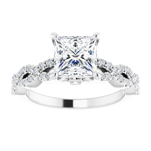 2.07 Square Diamond GH/VS2+ Twisted Sidestone Engagement Ring in 14KW | ViewS 2.07 Square Diamond GH/VS2+ Twisted Sidestone Engagement Ring in 14KW | ViewS