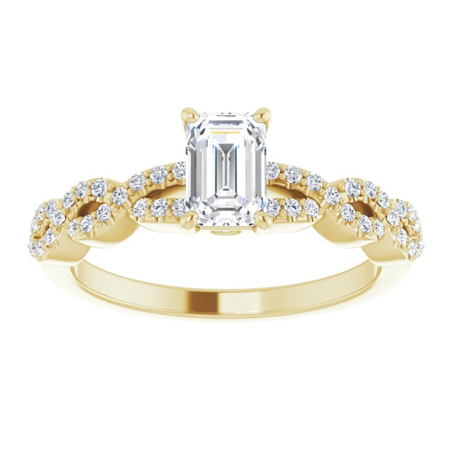 0.81 Emerald Diamond D/VVS2+ Twisted Sidestone Engagement Ring in 14KY | ViewS 0.81 Emerald Diamond D/VVS2+ Twisted Sidestone Engagement Ring in 14KY | ViewS