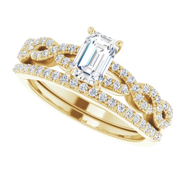 0.81 Emerald Diamond D/VVS2+ Twisted Sidestone Engagement Ring in 14KY | AllComponents_View5 0.81 Emerald Diamond D/VVS2+ Twisted Sidestone Engagement Ring in 14KY | AllComponents_View5