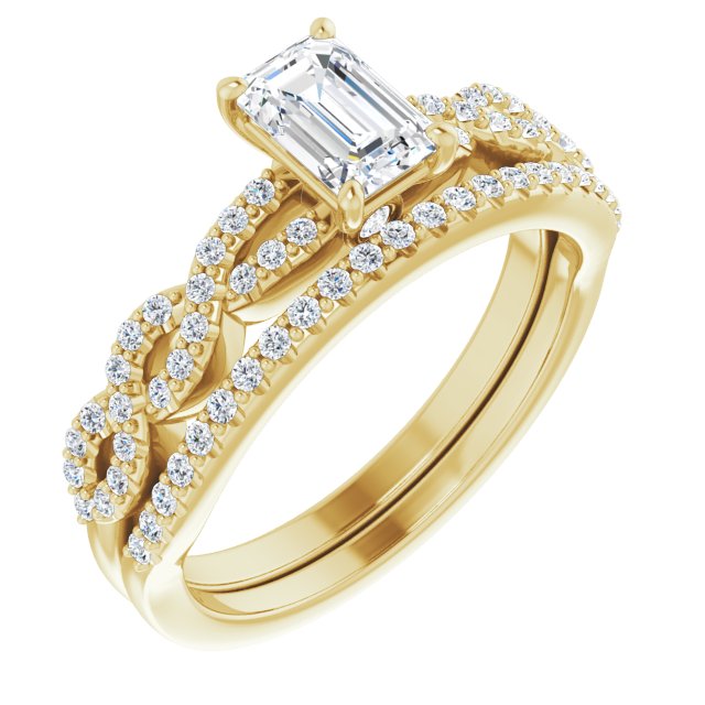 0.81 Emerald Diamond D/VVS2+ Twisted Sidestone Engagement Ring in 14KY | AllComponents_ViewA 0.81 Emerald Diamond D/VVS2+ Twisted Sidestone Engagement Ring in 14KY | AllComponents_ViewA