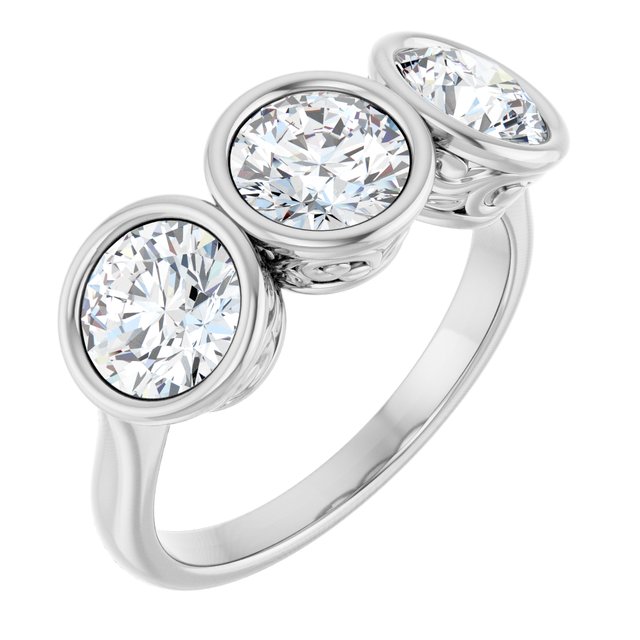 2.40 tcw Round Lab-Grown GH/VS2+ Sculptural Three Stone Anniversary Ring in 14KW | ViewA 2.40 tcw Round Lab-Grown GH/VS2+ Sculptural Three Stone Anniversary Ring in 14KW | ViewA