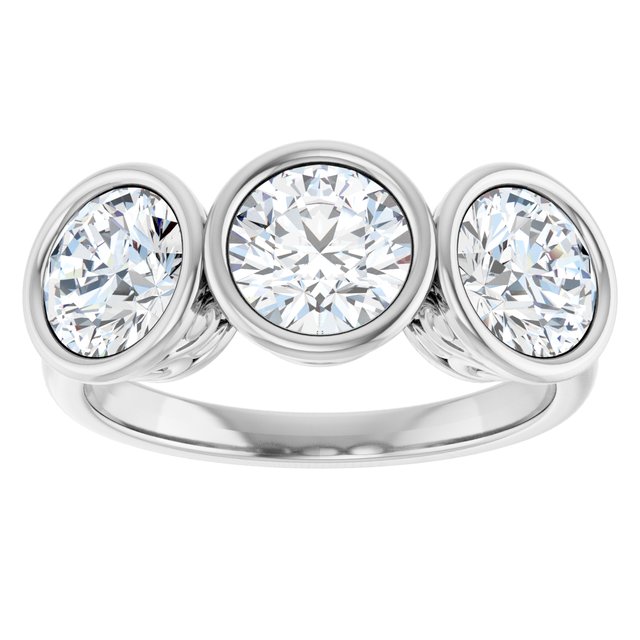 2.40 tcw Round Lab-Grown GH/VS2+ Sculptural Three Stone Anniversary Ring in 14KW | ViewS 2.40 tcw Round Lab-Grown GH/VS2+ Sculptural Three Stone Anniversary Ring in 14KW | ViewS