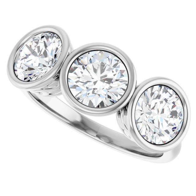 2.40 tcw Round Lab-Grown GH/VS2+ Sculptural Three Stone Anniversary Ring in 14KW | View5 2.40 tcw Round Lab-Grown GH/VS2+ Sculptural Three Stone Anniversary Ring in 14KW | View5
