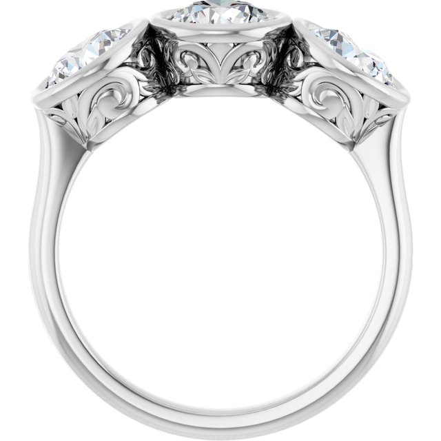 2.40 tcw Round Lab-Grown GH/VS2+ Sculptural Three Stone Anniversary Ring in 14KW | ViewB_4 2.40 tcw Round Lab-Grown GH/VS2+ Sculptural Three Stone Anniversary Ring in 14KW | ViewB_4