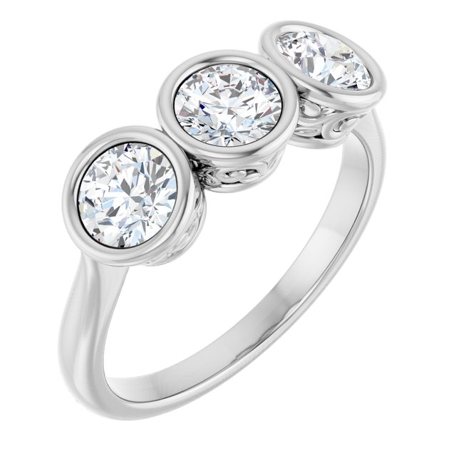 1.50 tcw Round Lab-Grown GH/VS2+ Sculptural Three Stone Anniversary Ring in 14KW | ViewA 1.50 tcw Round Lab-Grown GH/VS2+ Sculptural Three Stone Anniversary Ring in 14KW | ViewA