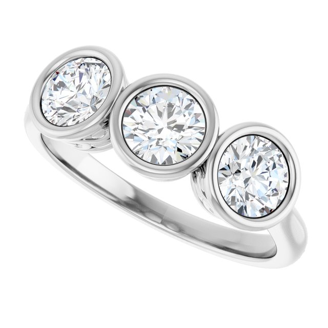 1.50 tcw Round Lab-Grown GH/VS2+ Sculptural Three Stone Anniversary Ring in 14KW | View5 1.50 tcw Round Lab-Grown GH/VS2+ Sculptural Three Stone Anniversary Ring in 14KW | View5