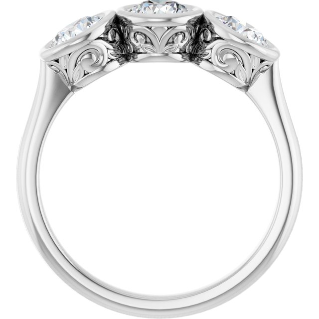 1.50 tcw Round Lab-Grown GH/VS2+ Sculptural Three Stone Anniversary Ring in 14KW | ViewB_4 1.50 tcw Round Lab-Grown GH/VS2+ Sculptural Three Stone Anniversary Ring in 14KW | ViewB_4