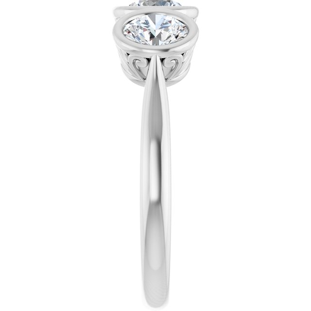 1.50 tcw Round Lab-Grown GH/VS2+ Sculptural Three Stone Anniversary Ring in 14KW | ViewE 1.50 tcw Round Lab-Grown GH/VS2+ Sculptural Three Stone Anniversary Ring in 14KW | ViewE