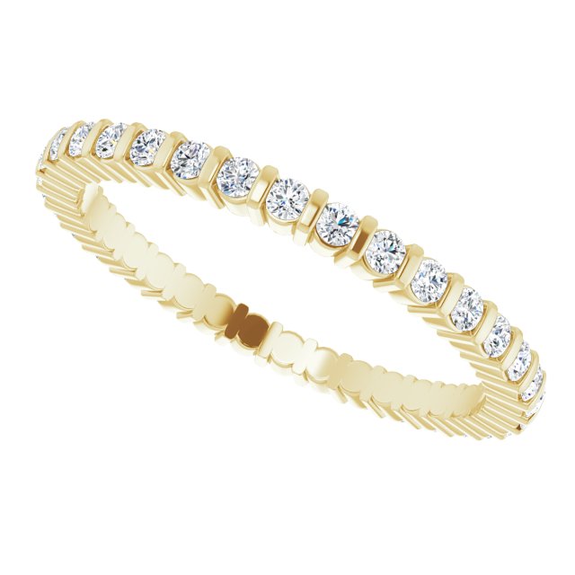 Classic 0.51 tcw Round Moissanite DEF/VVS Eternity Ring in 14KY | View5