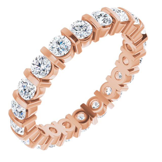 Classic 1.60 tcw Round Moissanite DEF/VVS Eternity Ring in 14KR | ViewA