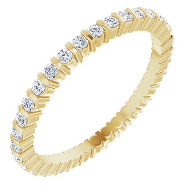 Classic 0.51 tcw Round Moissanite DEF/VVS Eternity Ring in 14KY | ViewA