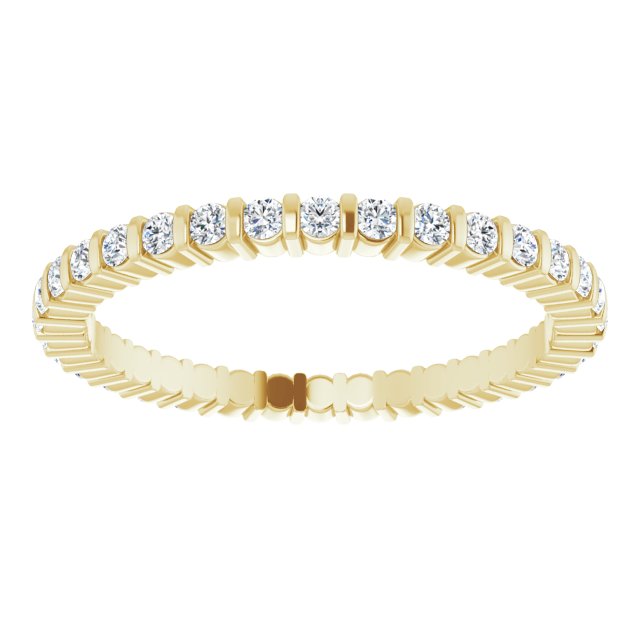 Classic 0.51 tcw Round Moissanite DEF/VVS Eternity Ring in 14KY | ViewS