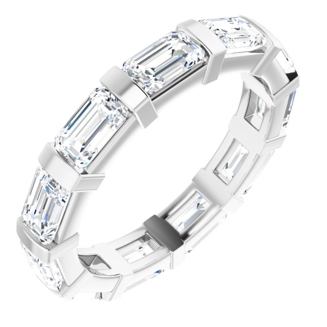 Classic 2.97 tcw Emerald Moissanite DEF/VVS Eternity Ring in 14KW | ViewA Classic 2.97 tcw Emerald Moissanite DEF/VVS Eternity Ring in 14KW | ViewA