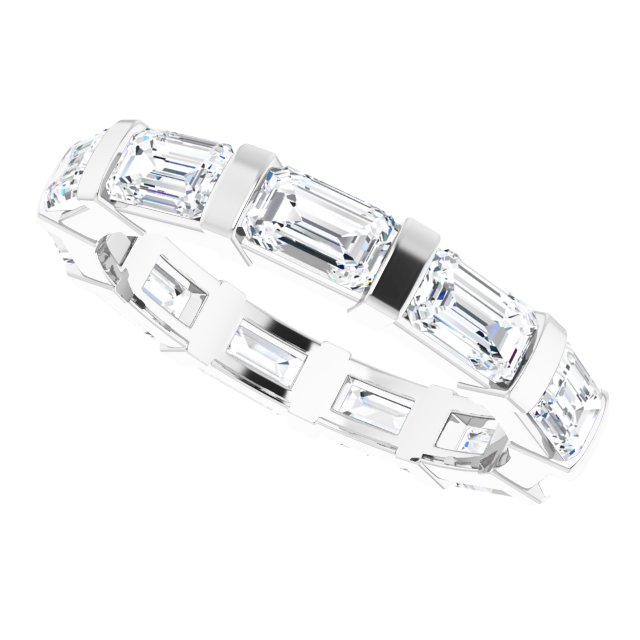 Classic 2.97 tcw Emerald Moissanite DEF/VVS Eternity Ring in 14KW | View5 Classic 2.97 tcw Emerald Moissanite DEF/VVS Eternity Ring in 14KW | View5
