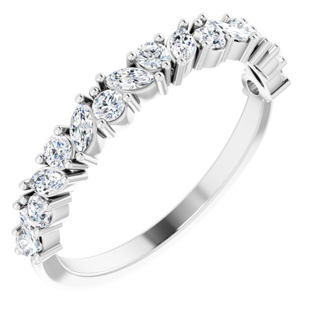 Alternating 0.51 Marquise Lab-Grown GH/VS2+ Anniversary Ring in PLAT | ViewA