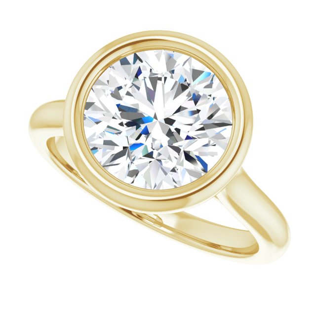 3.13 carat Round Lab-Grown EF/VS1+ Bezel Solitaire Engagement Ring in 18KY | View5