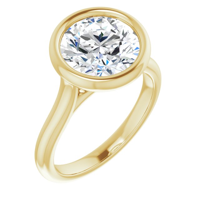 3.13 carat Round Lab-Grown EF/VS1+ Bezel Solitaire Engagement Ring in 18KY | ViewA