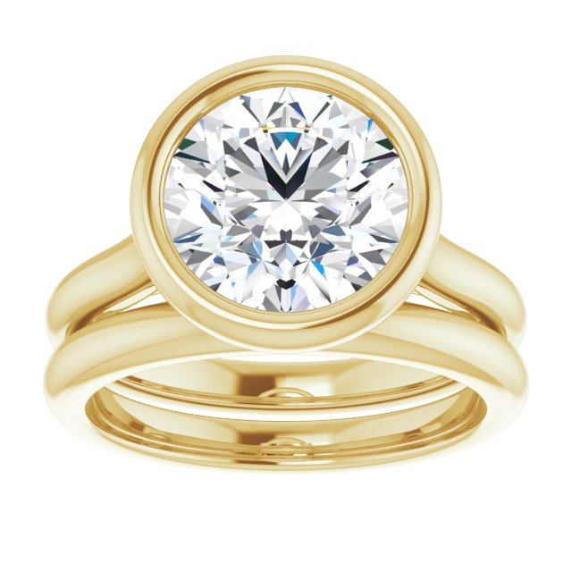 3.13 carat Round Lab-Grown EF/VS1+ Bezel Solitaire Engagement Ring in 18KY | AllComponents_ViewS