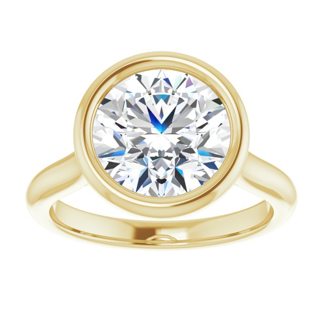 3.13 carat Round Lab-Grown EF/VS1+ Bezel Solitaire Engagement Ring in 18KY | ViewS