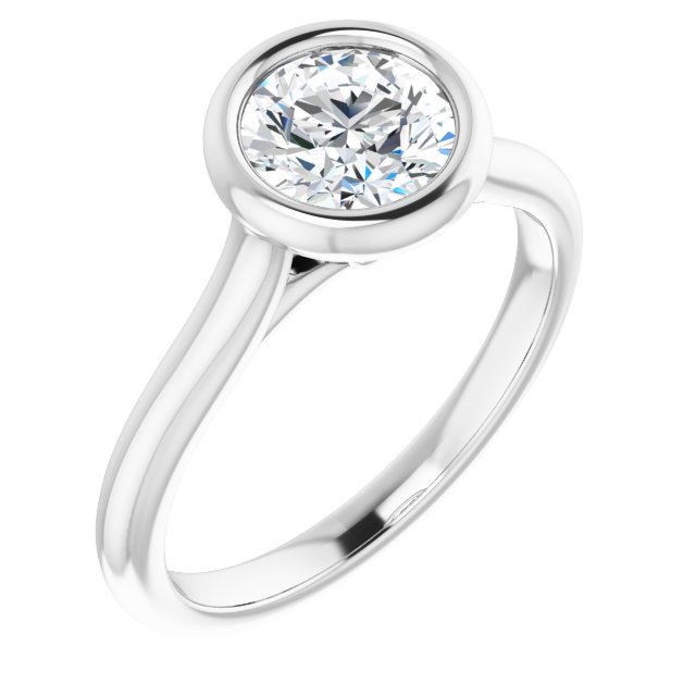 1.03 carat Round Diamond GH/VS2+ Bezel Solitaire Engagement Ring in 14KW | ViewA