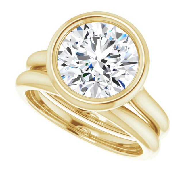 3.13 carat Round Lab-Grown EF/VS1+ Bezel Solitaire Engagement Ring in 18KY | AllComponents_View5