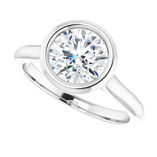 1.53 carat Round Lab-Grown GH/VS2+ Bezel Solitaire Engagement Ring in PLAT | View5 1.53 carat Round Lab-Grown GH/VS2+ Bezel Solitaire Engagement Ring in PLAT | View5