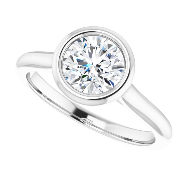 1.03 carat Round Diamond GH/VS2+ Bezel Solitaire Engagement Ring in 14KW | View5 1.03 carat Round Diamond GH/VS2+ Bezel Solitaire Engagement Ring in 14KW | View5