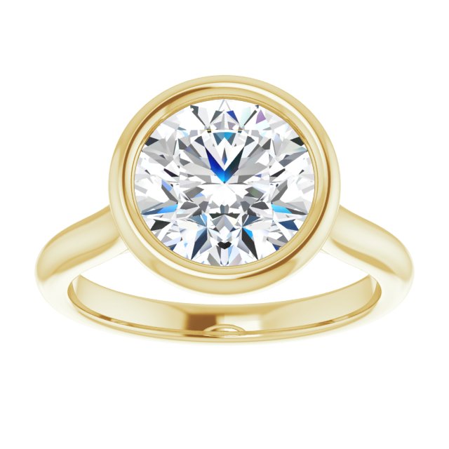 2.53 carat Round Diamond EF/VS1+ Bezel Solitaire Engagement Ring in 14KY | ViewS